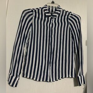 Reformation violet Navy and White Striped Button Down Shirt
